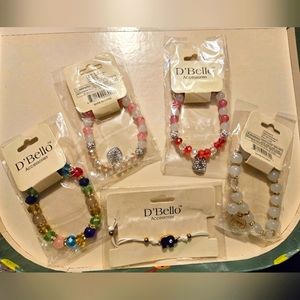 D'Bello Accessories Beaded Charm bracelet bundle includes 5 pieces NEW